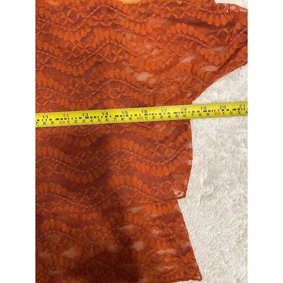 Zara Women's Long Sleeve Lace Top Medium Tiered Pullover Boho Hippie Sheer - Picture 4 of 6